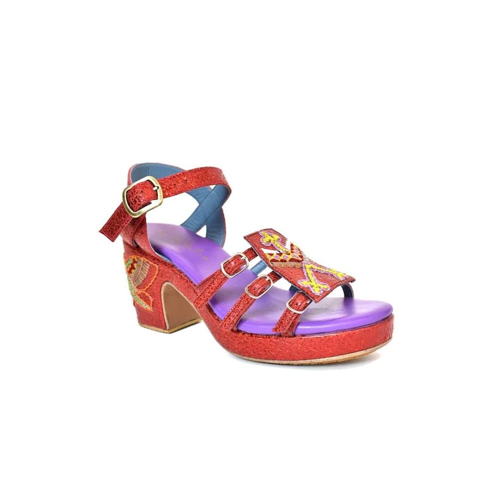 Meher Kakalia Gold Hopper Splash Poppy Sandals Women's shoe Size 39